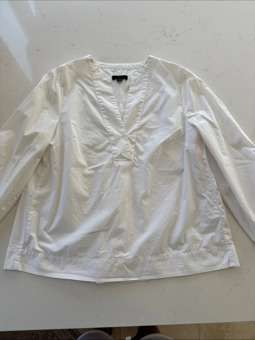 J. Crew White V-Neck Sleeve Blouse 100% cotton Sz: M